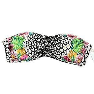 PQ‎ Swim Pilyq Safari Embroidered Bandeau Strapless Swimsuit Top, Size S, NWOT